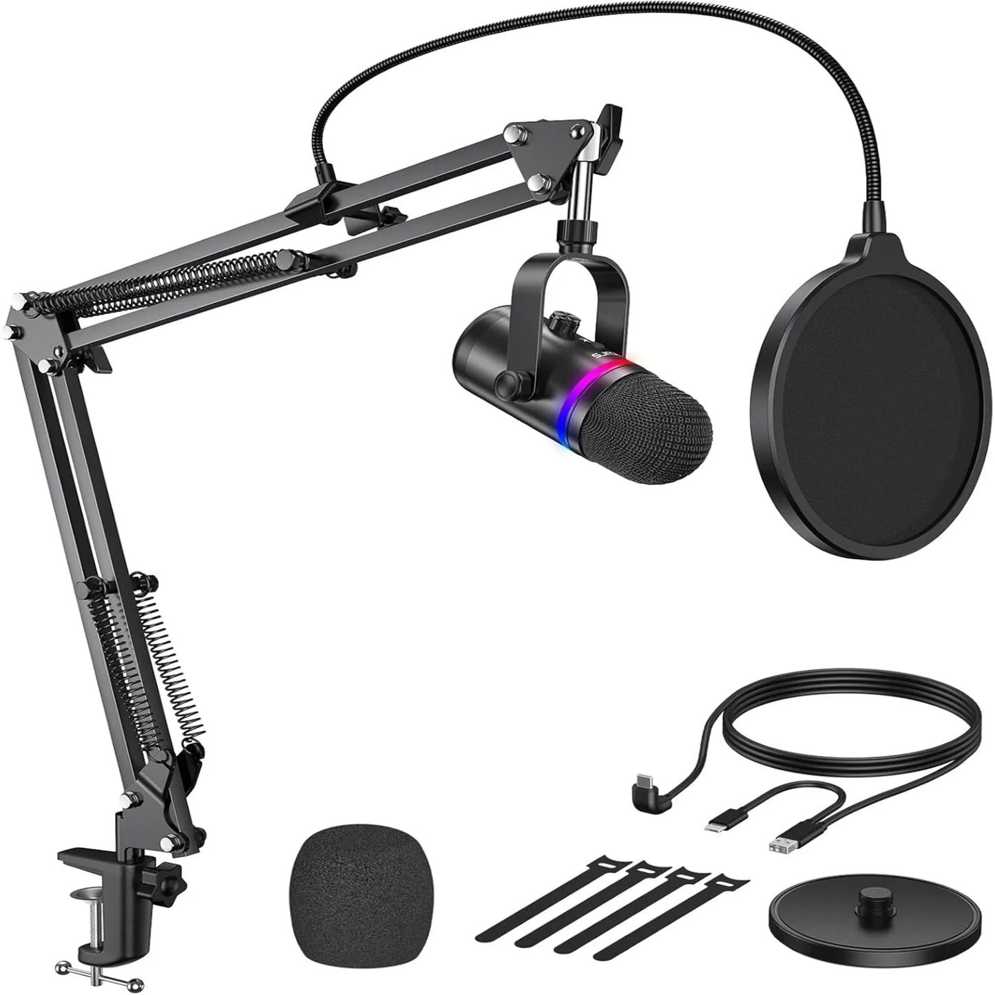 Tecurs RGB PC Microphone – Gaming &amp; Podcast